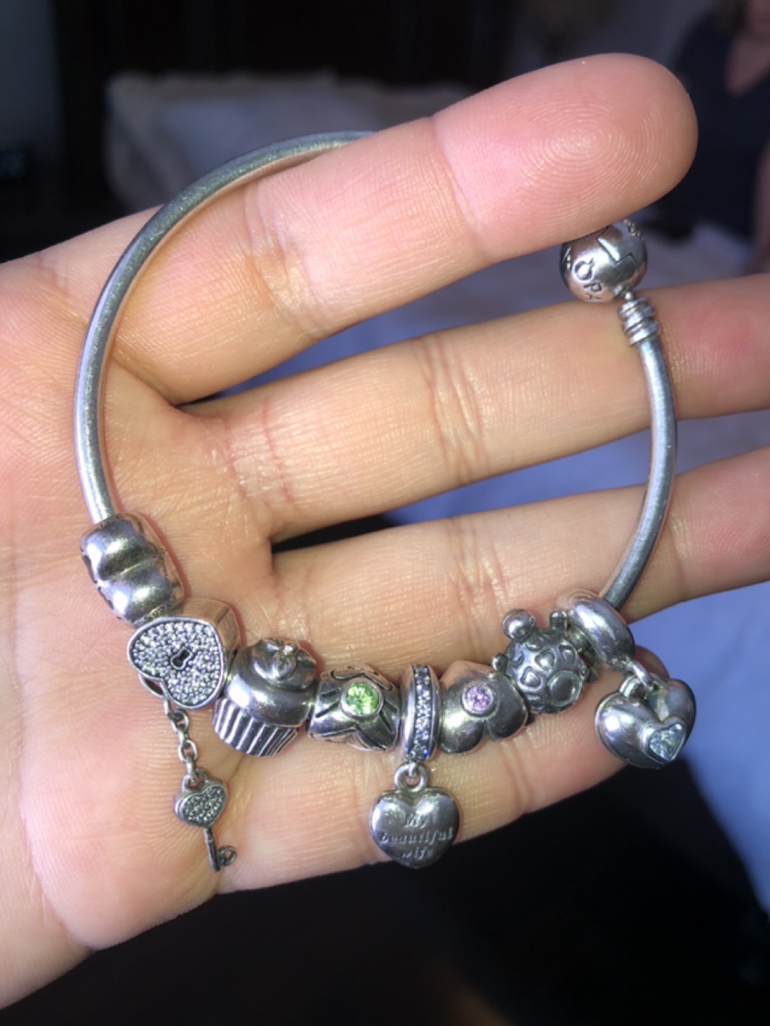 Pandora bracelet with charms, Silver