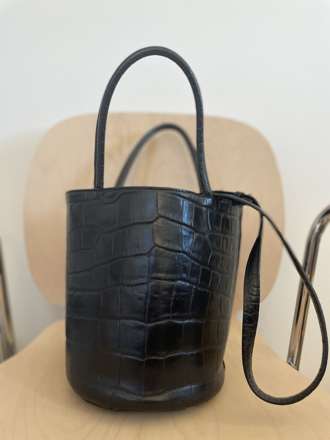 Vera Wang Leather Bucket Bag