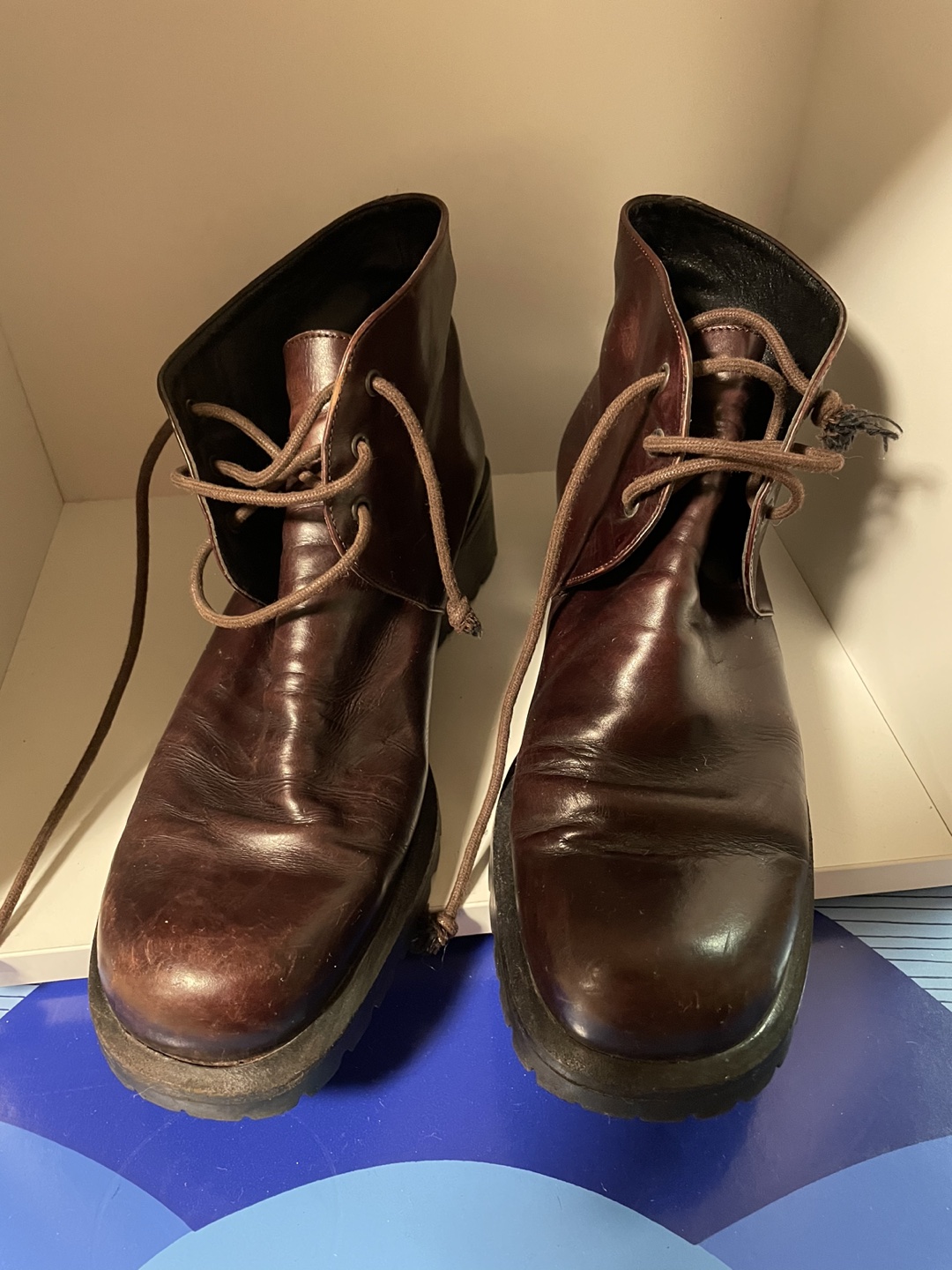Brown leather boots