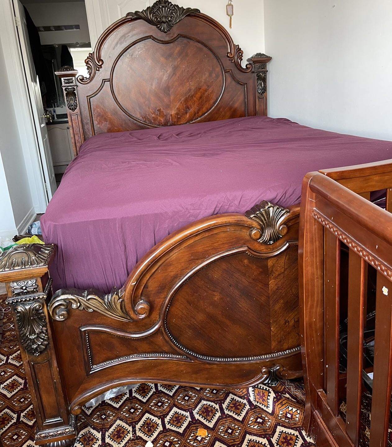 Queen bed, dresser with mirror - photo 2