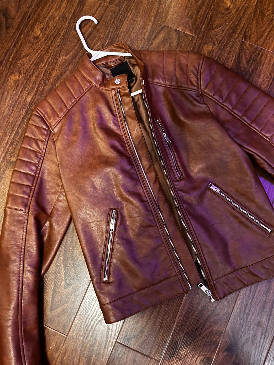 Brown/Came Men Faux Leather Jacket (H&M)