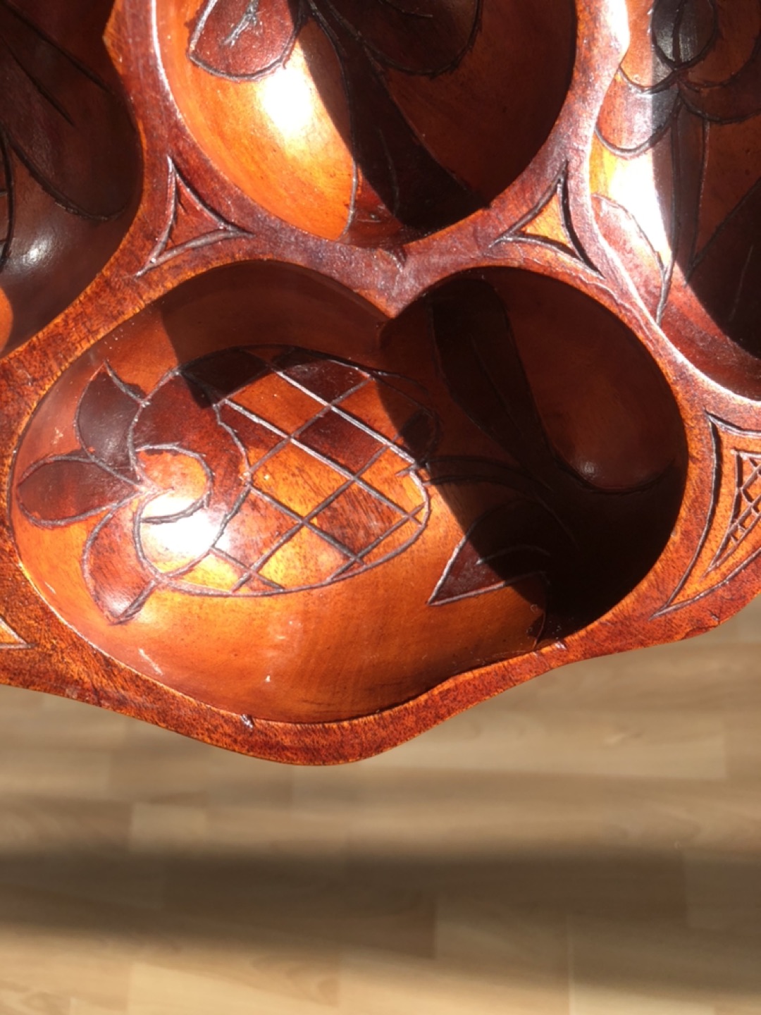 Beautiful Vintage Handcarved Wooden Serving Bowl - photo 4
