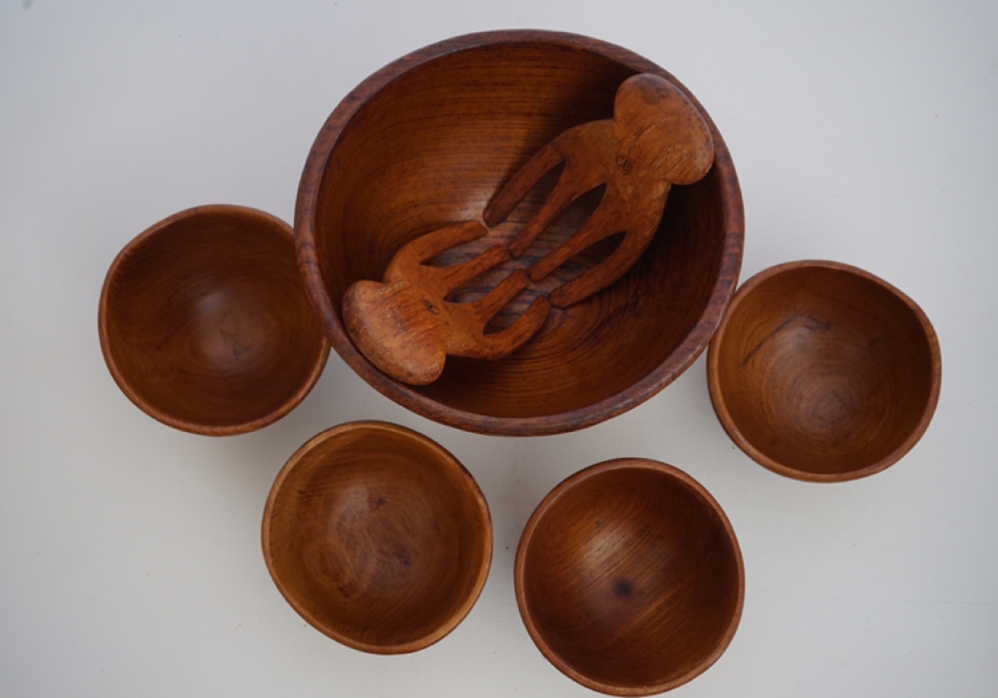 7 piece Acacia wood salad serving set