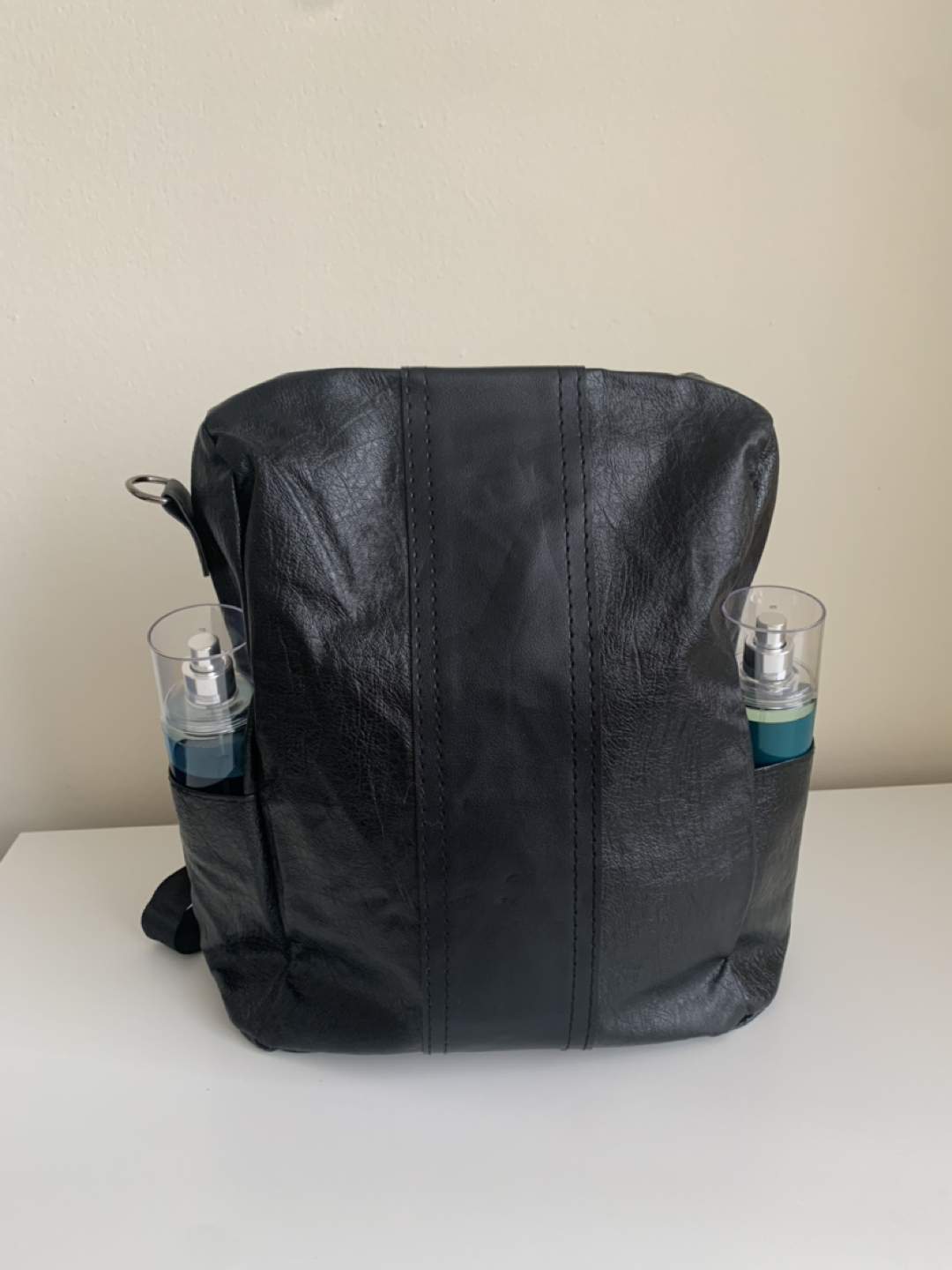 Black leather backpack thumbnail