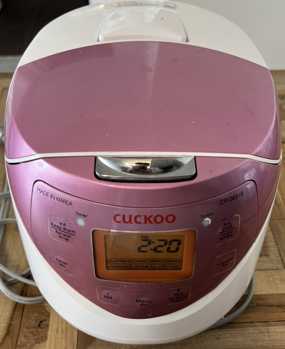 Cuckoo CR-0631F 6 Cup Electric Heating Rice Cooker, 110v, Pink - photo 2