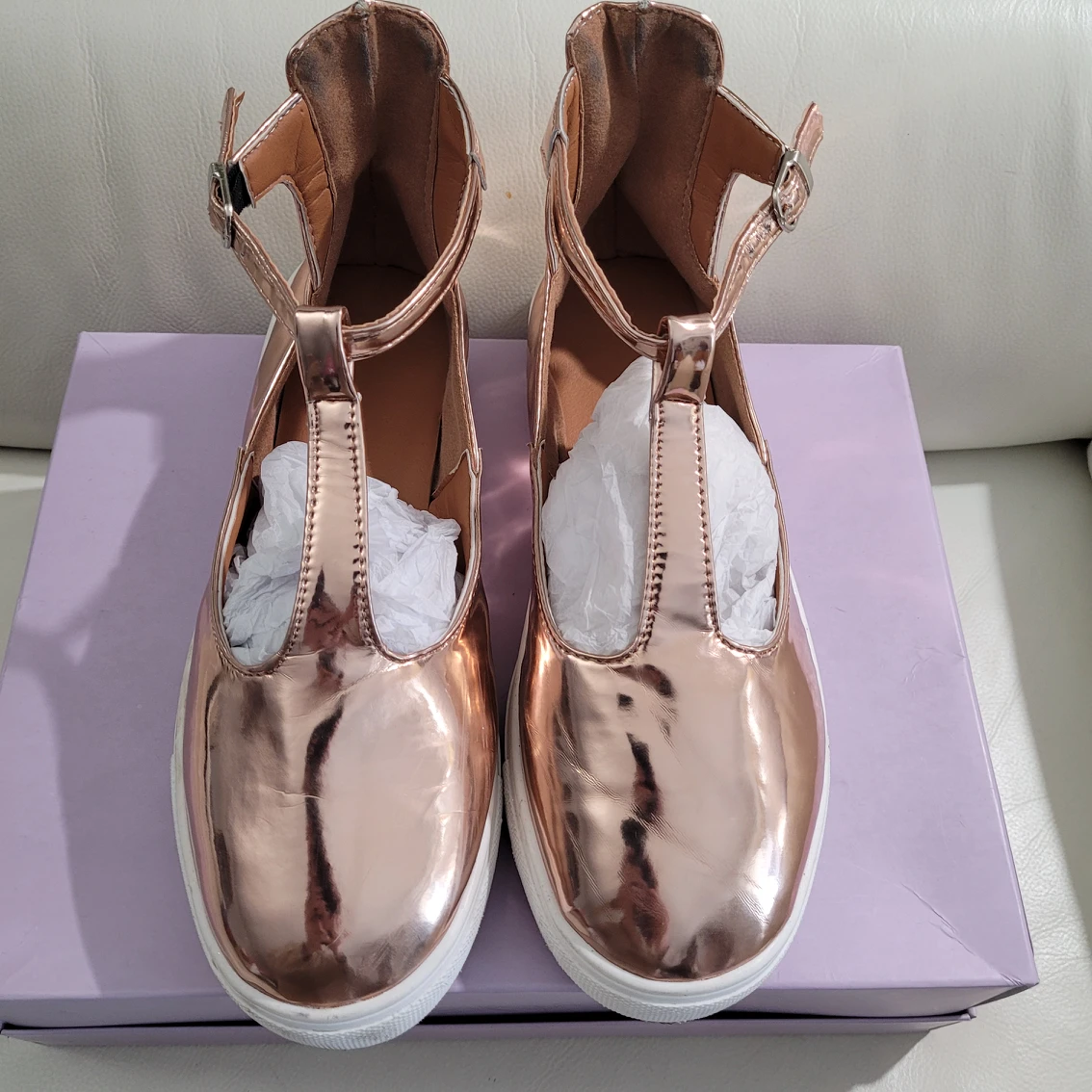 Rose Gold Flats T-strap image indicator(2)