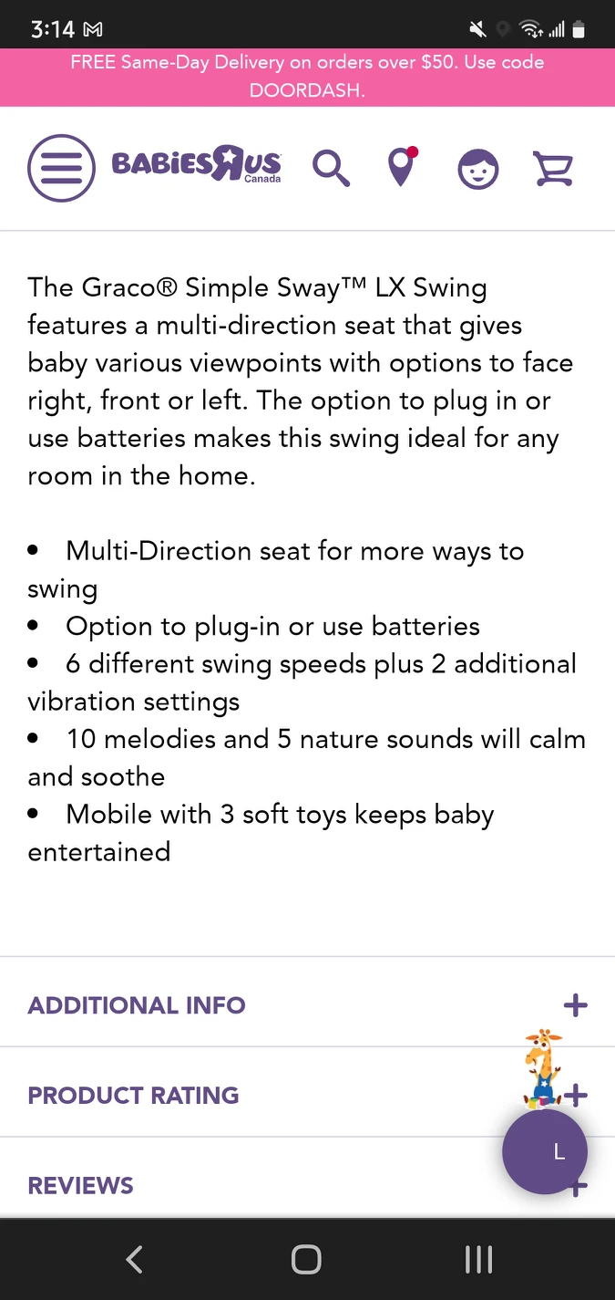 Graco Swing with multi direction seat - photo 4