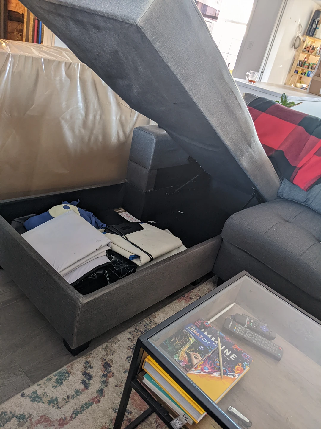 Well-used couch with chaise and storage - photo 3