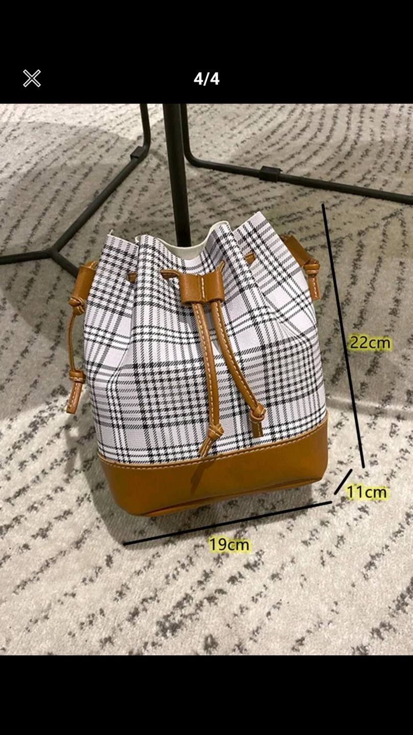 brand new plaid pattern bucket bag