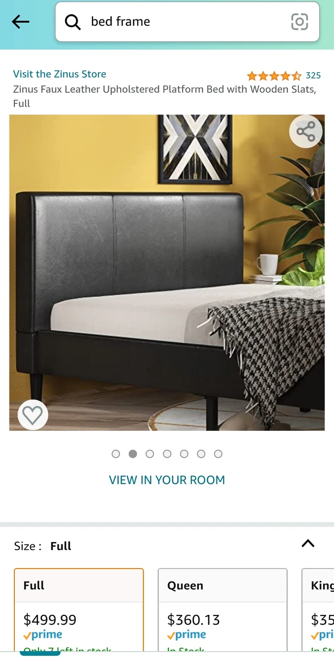 Moving sale  Faux leather bed frame - full size - photo 2