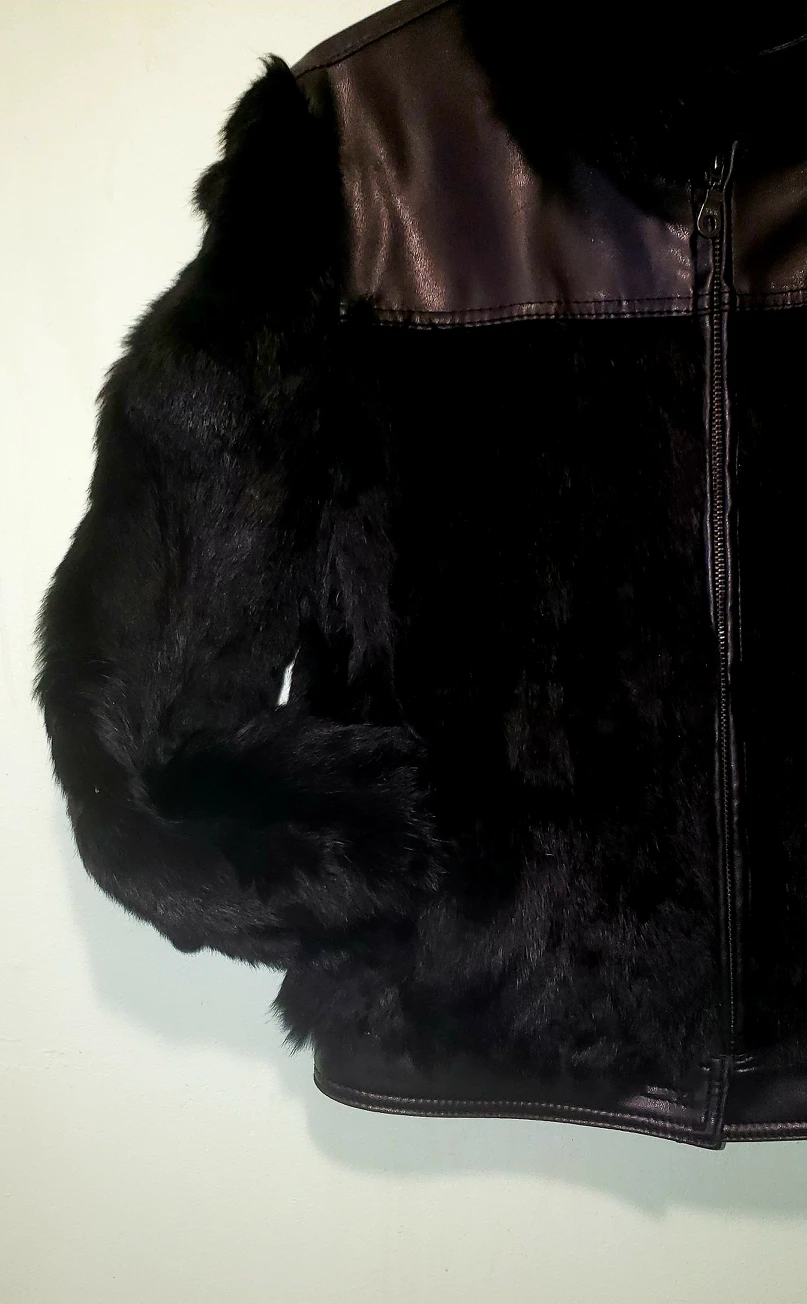 Aldo size medium rabbit fur trim jacket image indicator(3)