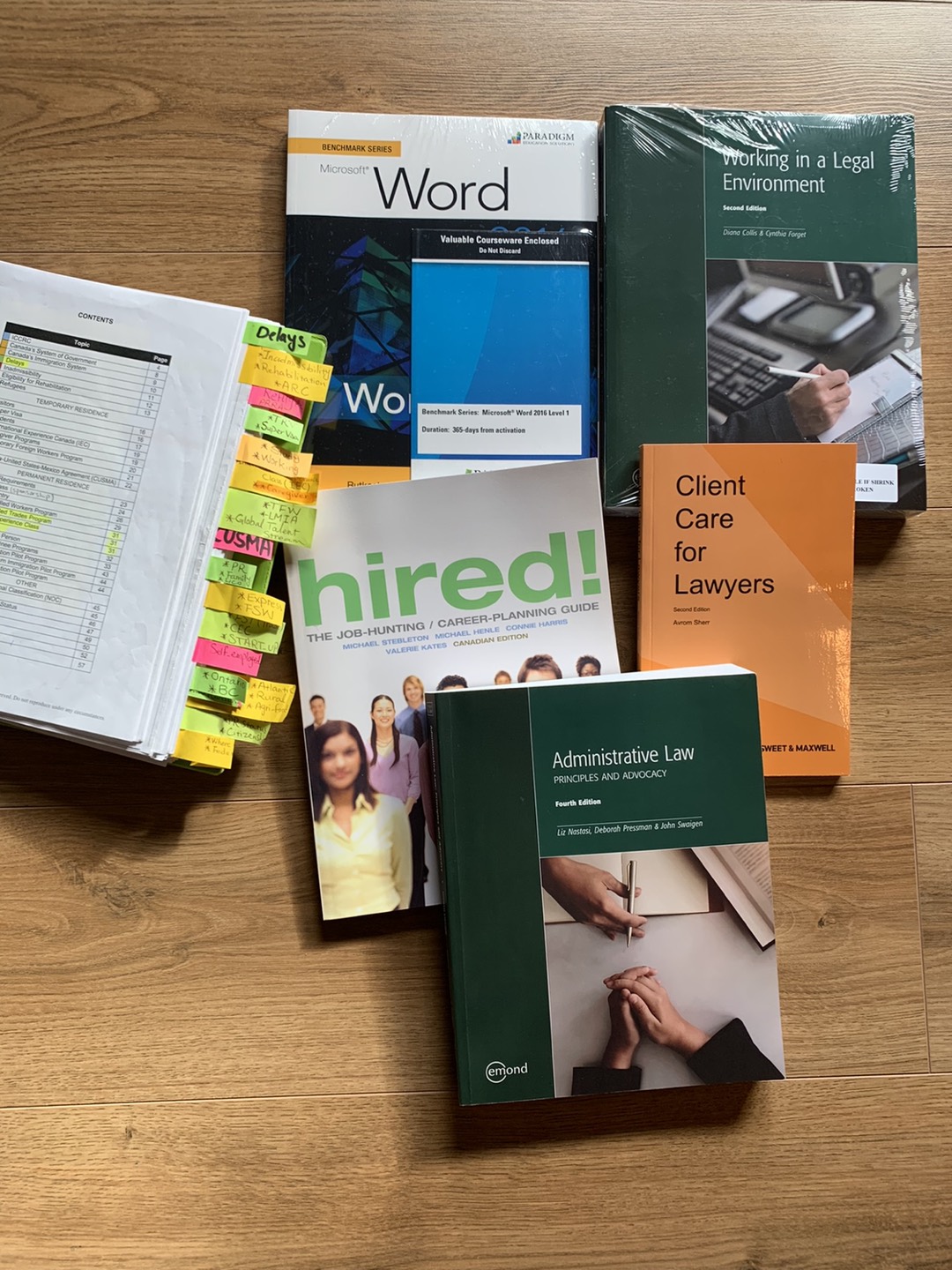 Immigration consultant college books and tests and notes