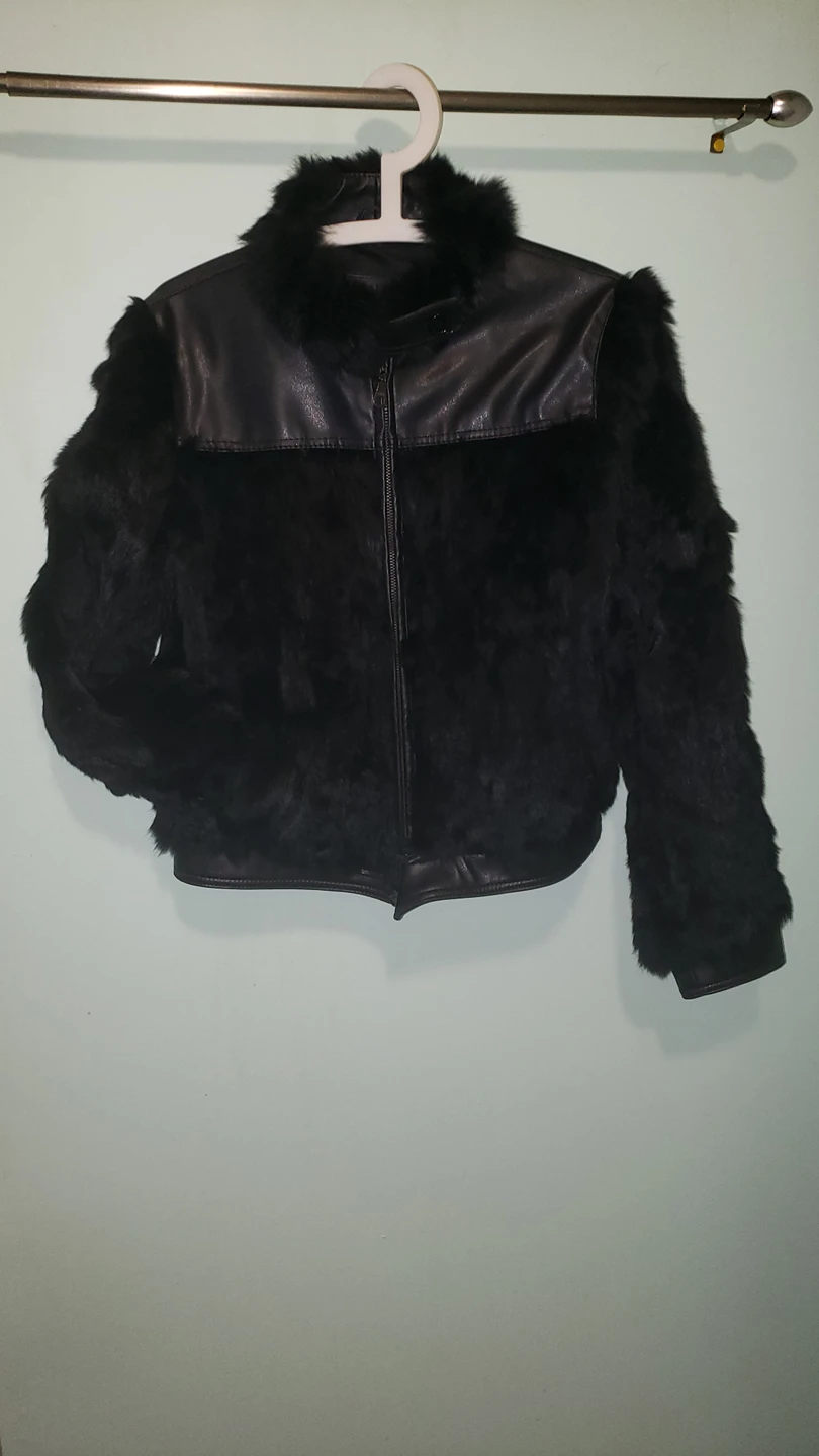 Aldo size medium rabbit fur trim jacket image indicator(8)