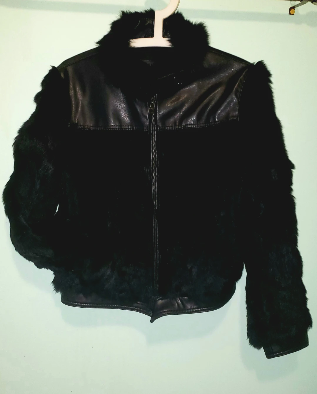 Aldo size medium rabbit fur trim jacket thumbnail