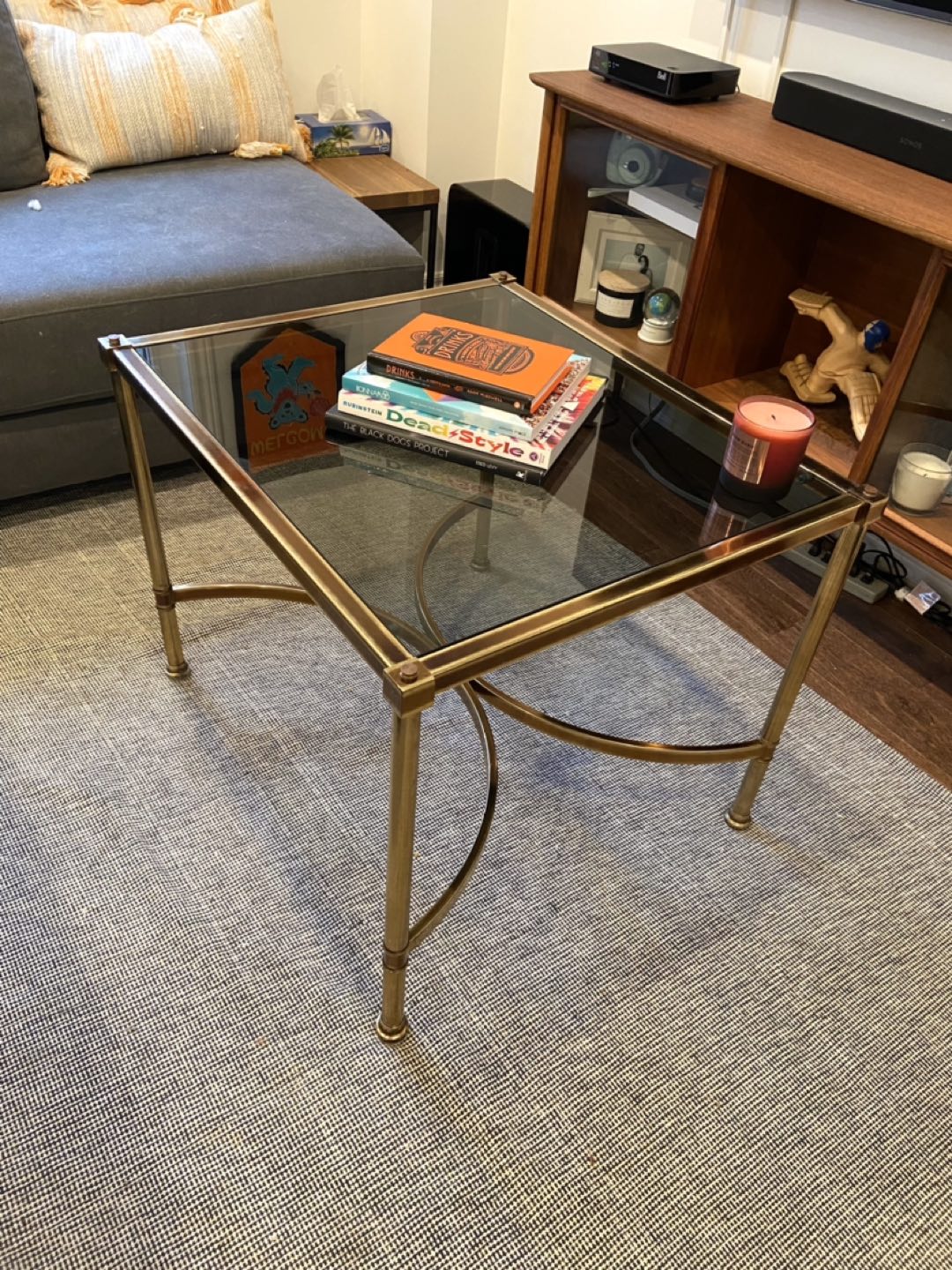 Vintage Glass Coffee Table / Side Table