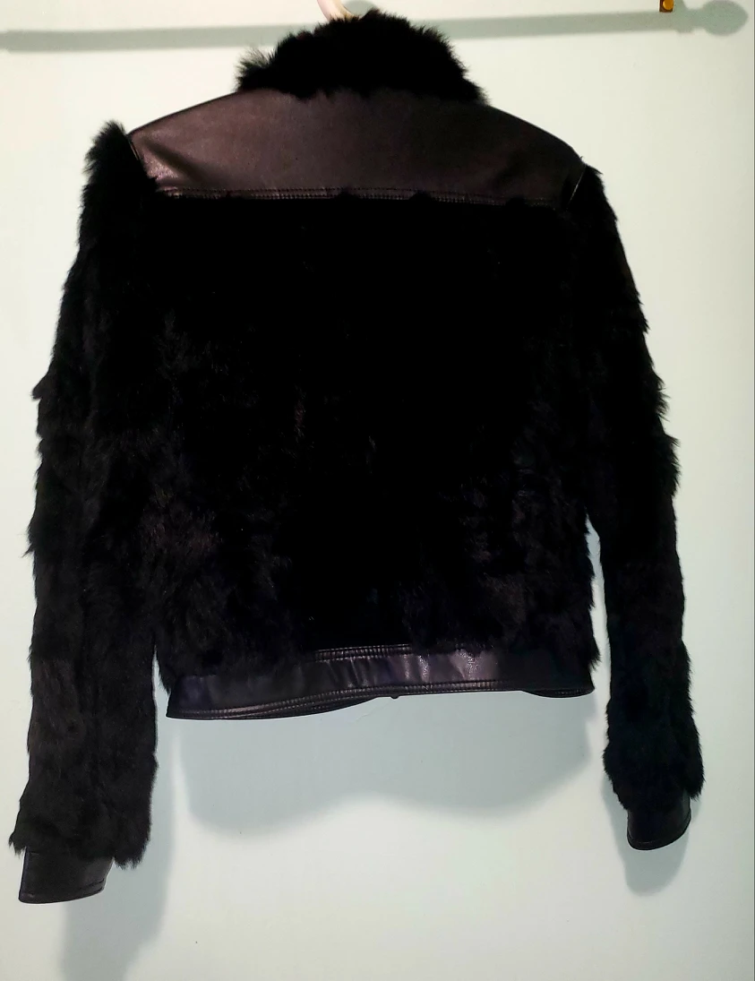Aldo size medium rabbit fur trim jacket image indicator(6)