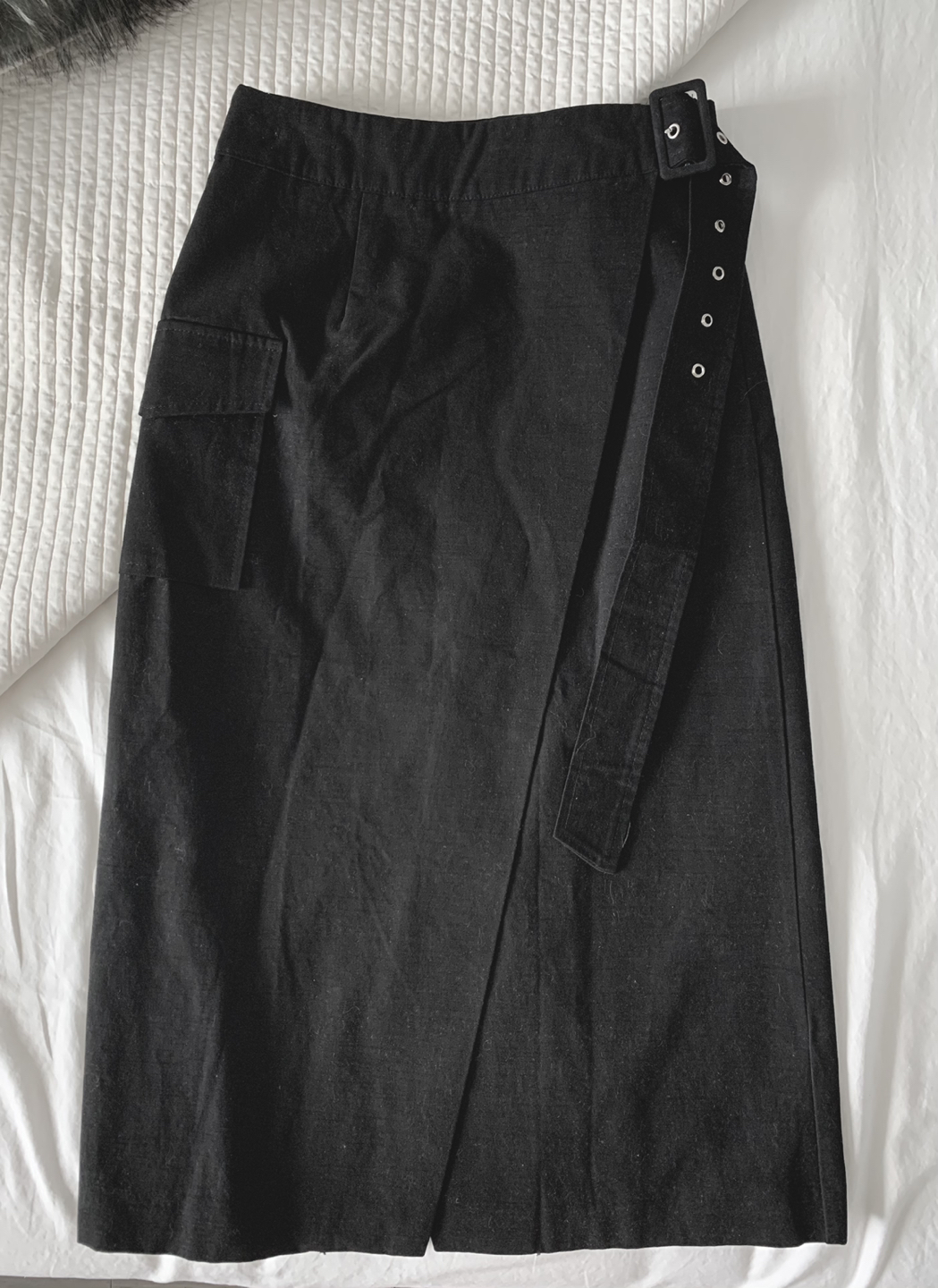 Black long wrap skirt