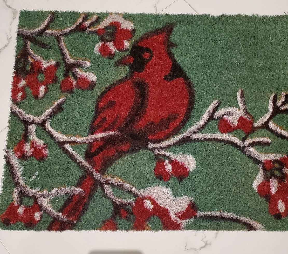Cardinal Red and Green Coir Door Mat thumbnail