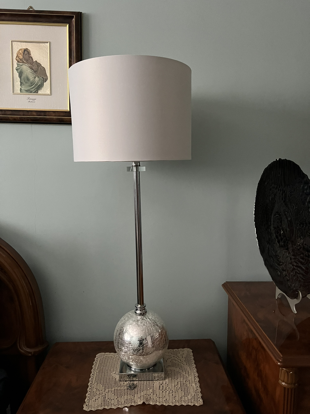 2 Silver Lamps with round crackle base - photo 2