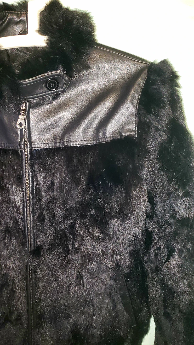Aldo size medium rabbit fur trim jacket image indicator(7)