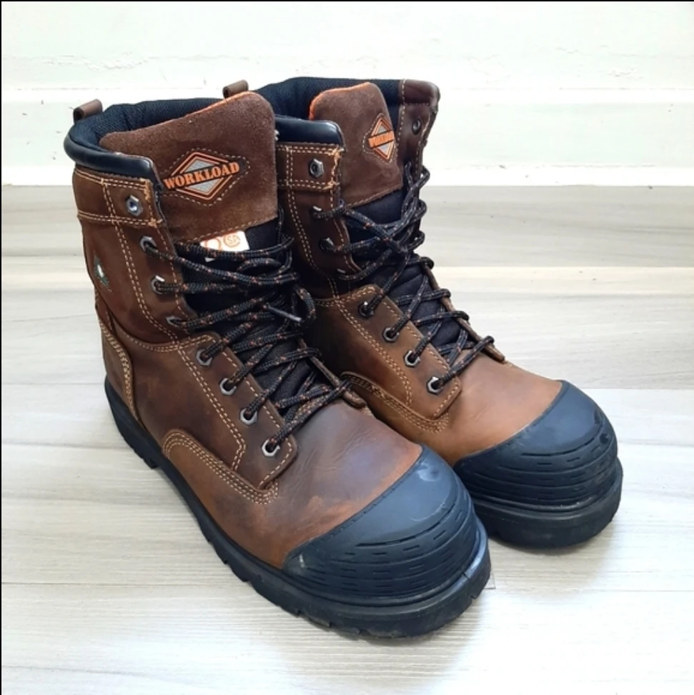 MEN'S  WORKLOAD SAFETY WORK BOOTS  LEATHER  SIZE 10 ~ LIKE NEW!! thumbnail