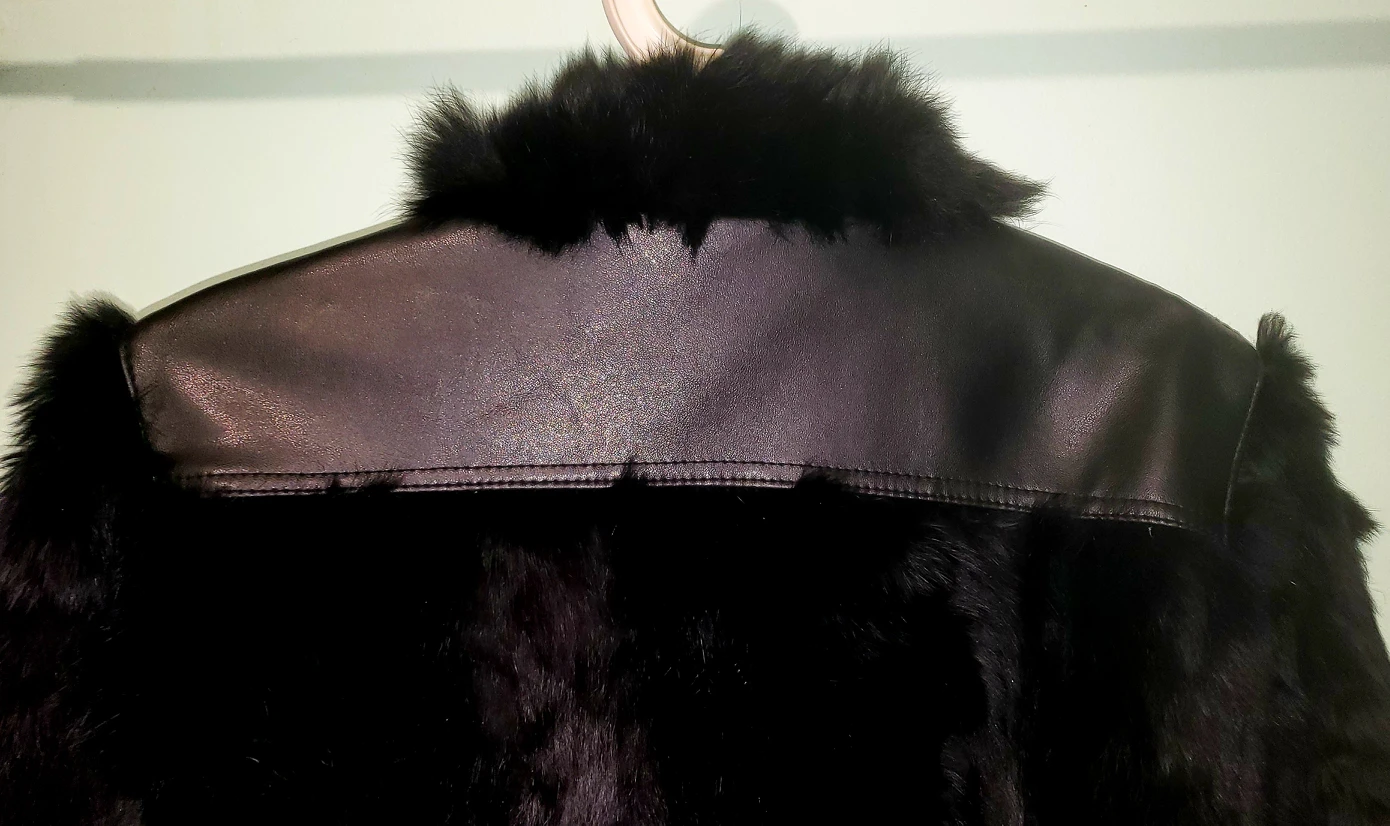 Aldo size medium rabbit fur trim jacket image indicator(5)