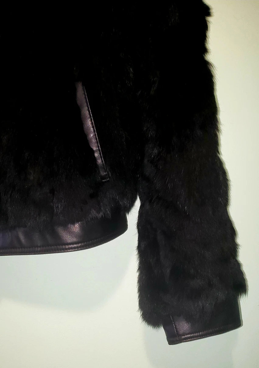 Aldo size medium rabbit fur trim jacket image indicator(4)