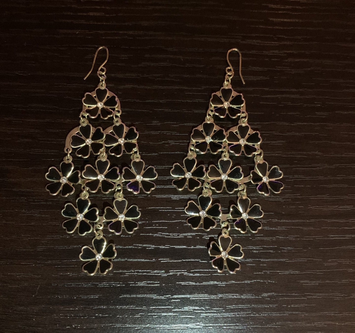 Elegant Earrings With Black Flowers image indicator(2)