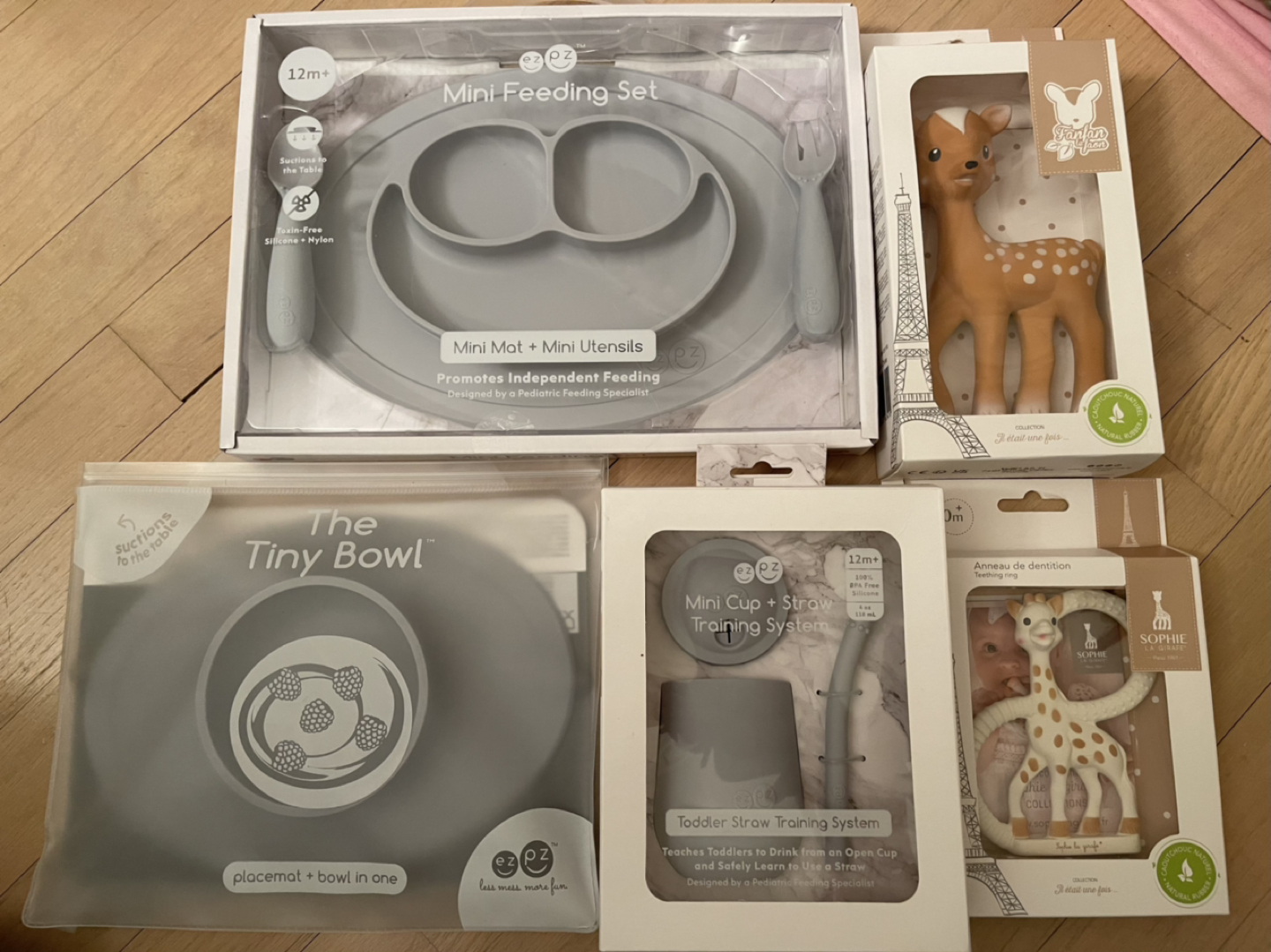 Baby Sophie FanFan Set & Ezpz baby set + Sophie cube toys gift