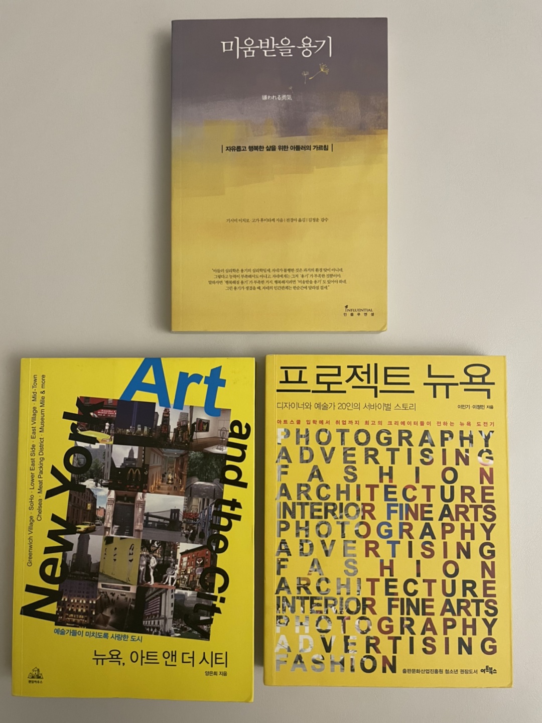 Books_3 Korean Books(미움받을용기, 프로젝트뉴욕, 뉴욕아트앤더시티)