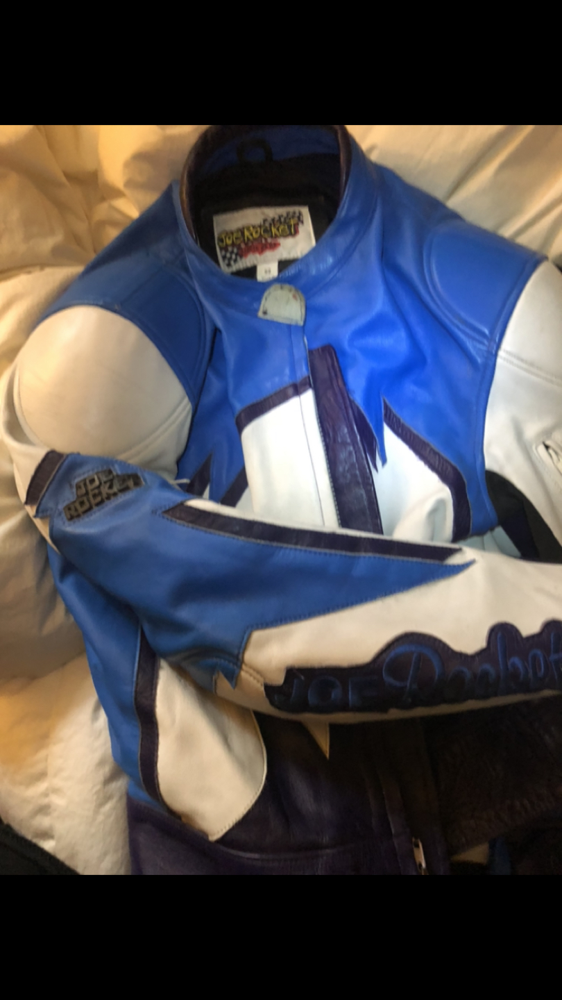 Joe Rocket leather jacket and pants riding gear