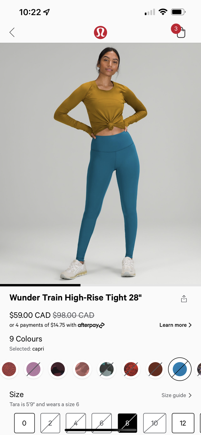 Lululemon leggings wunder train long 28 inch like new thumbnail