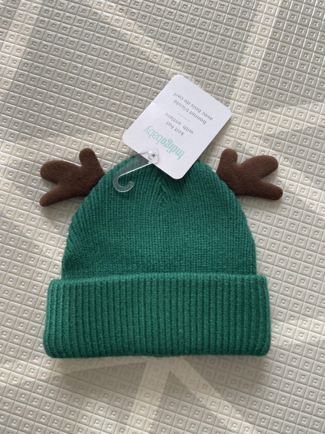 NEW knit baby reindeer hat 6-12mo thumbnail