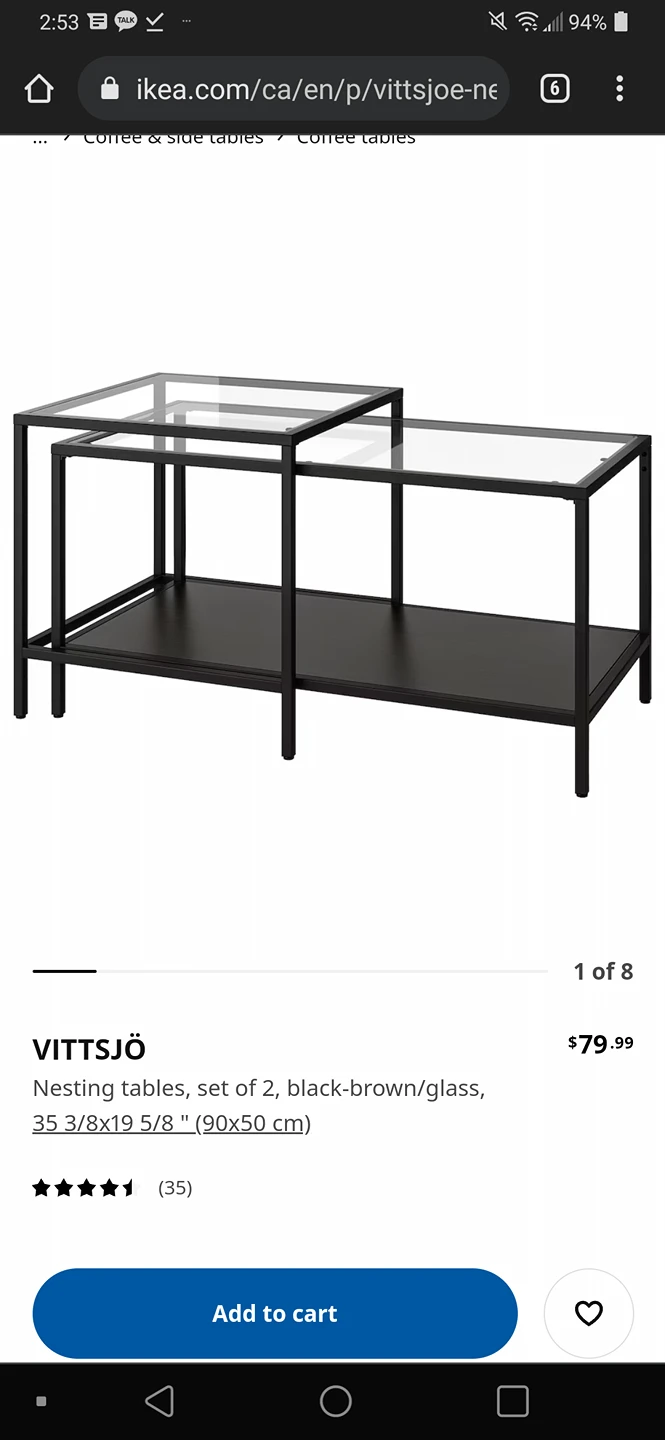 Ikea Vittsjo Coffee Table