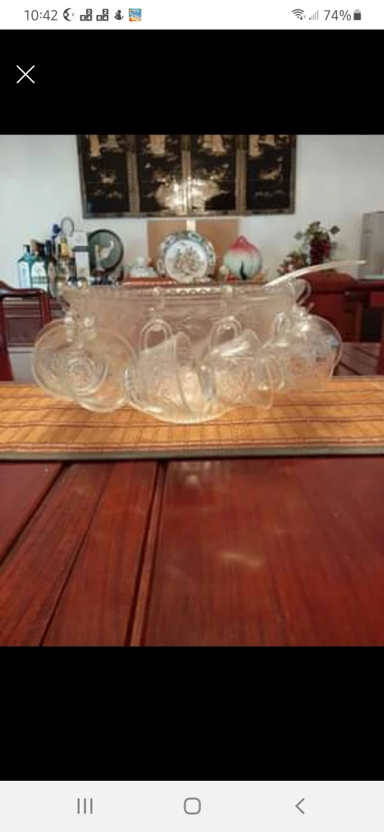 Glass punch bowl with 8 cupc - photo 2