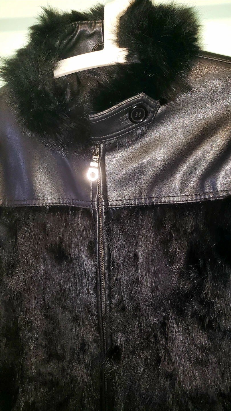 Aldo size medium rabbit fur trim jacket image indicator(2)