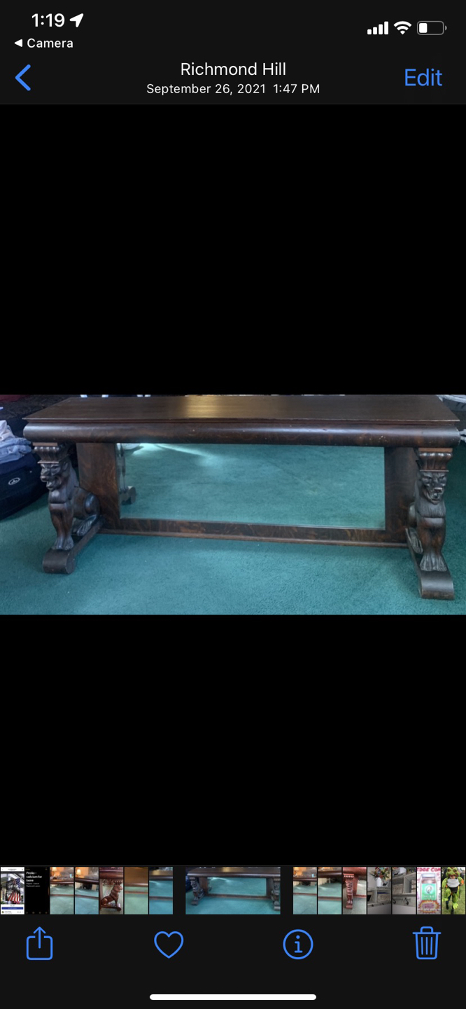 Antique solid oak table with mirror - photo 3