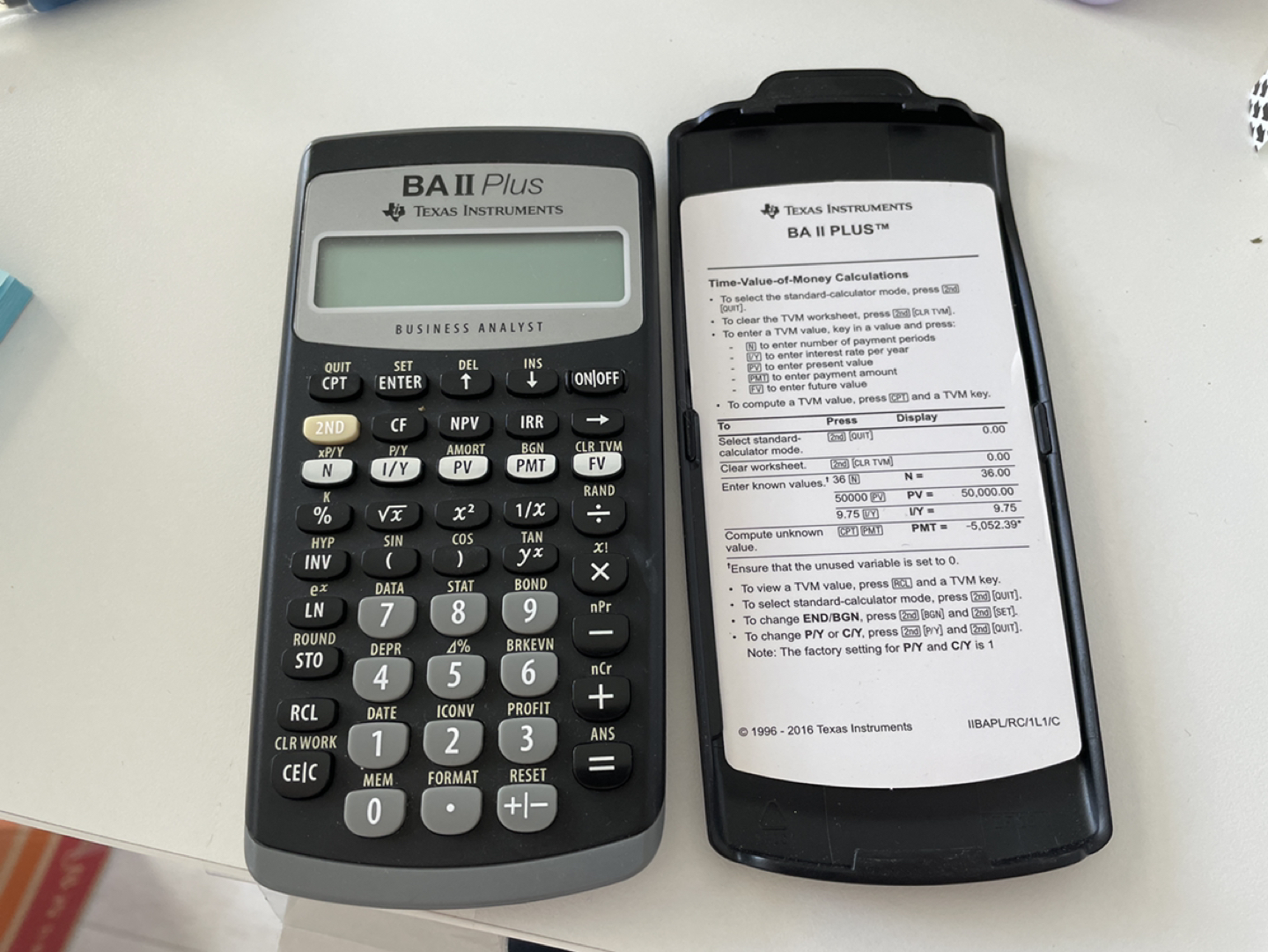 BaII plus financial calculator