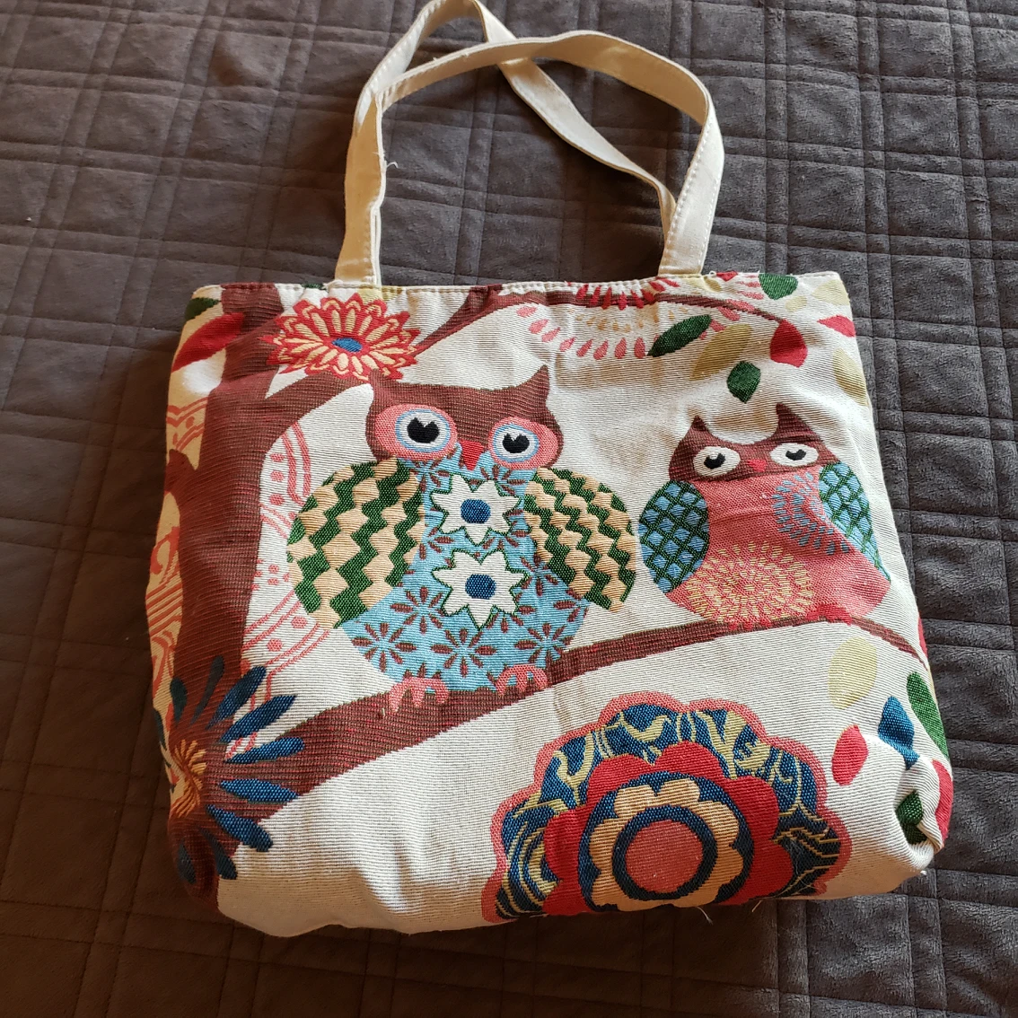 Large Owl Tote with Zipper thumbnail