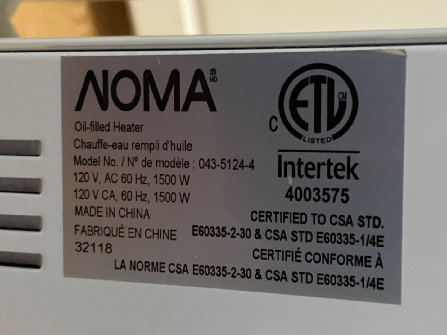 LIKE NEW - NOMA Portable Radiator Heater - photo 3