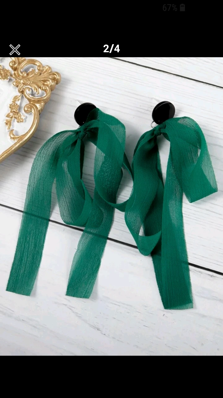 Ribbon bow drop earring - photo 4