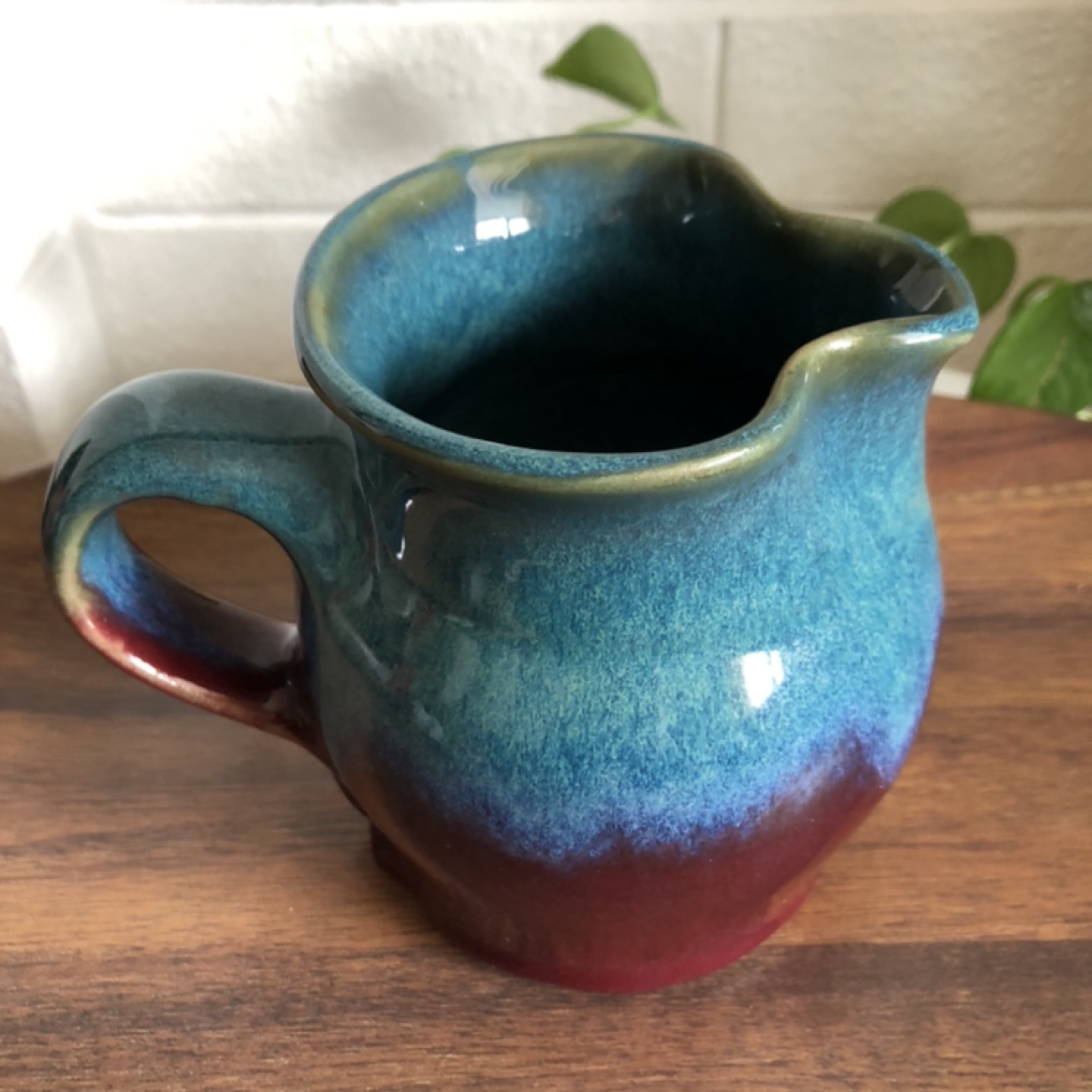 Handcrafted Blue & Purple Pottery Pitcher - photo 2