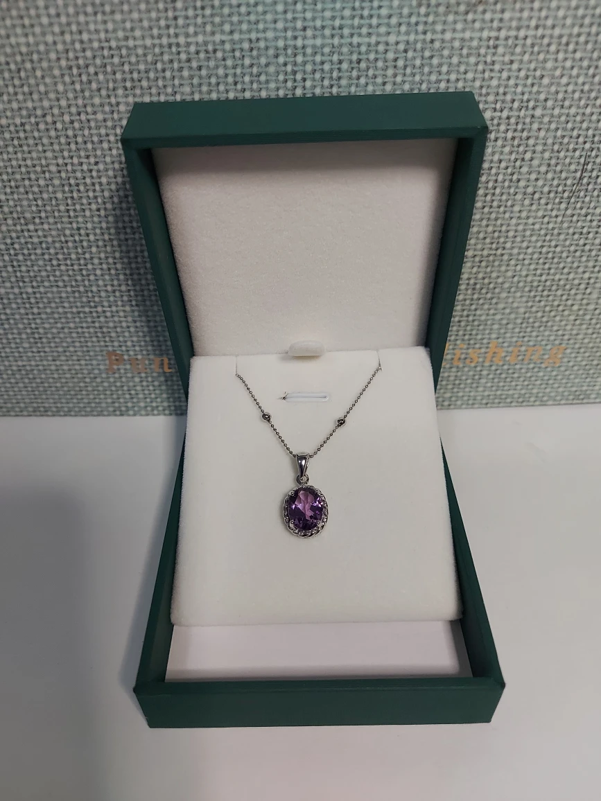 AMETHYST SOLITAIRE PENDANT NECKLACE, 925SS BRAND NEW - photo 4