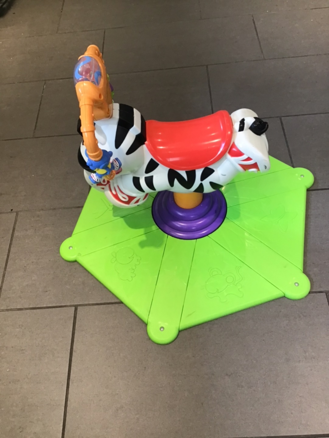Fisher Price bounce and spin zebra with lights and sound thumbnail