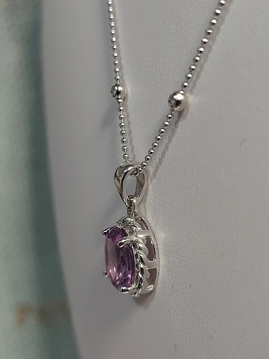 AMETHYST SOLITAIRE PENDANT NECKLACE, 925SS BRAND NEW - photo 3