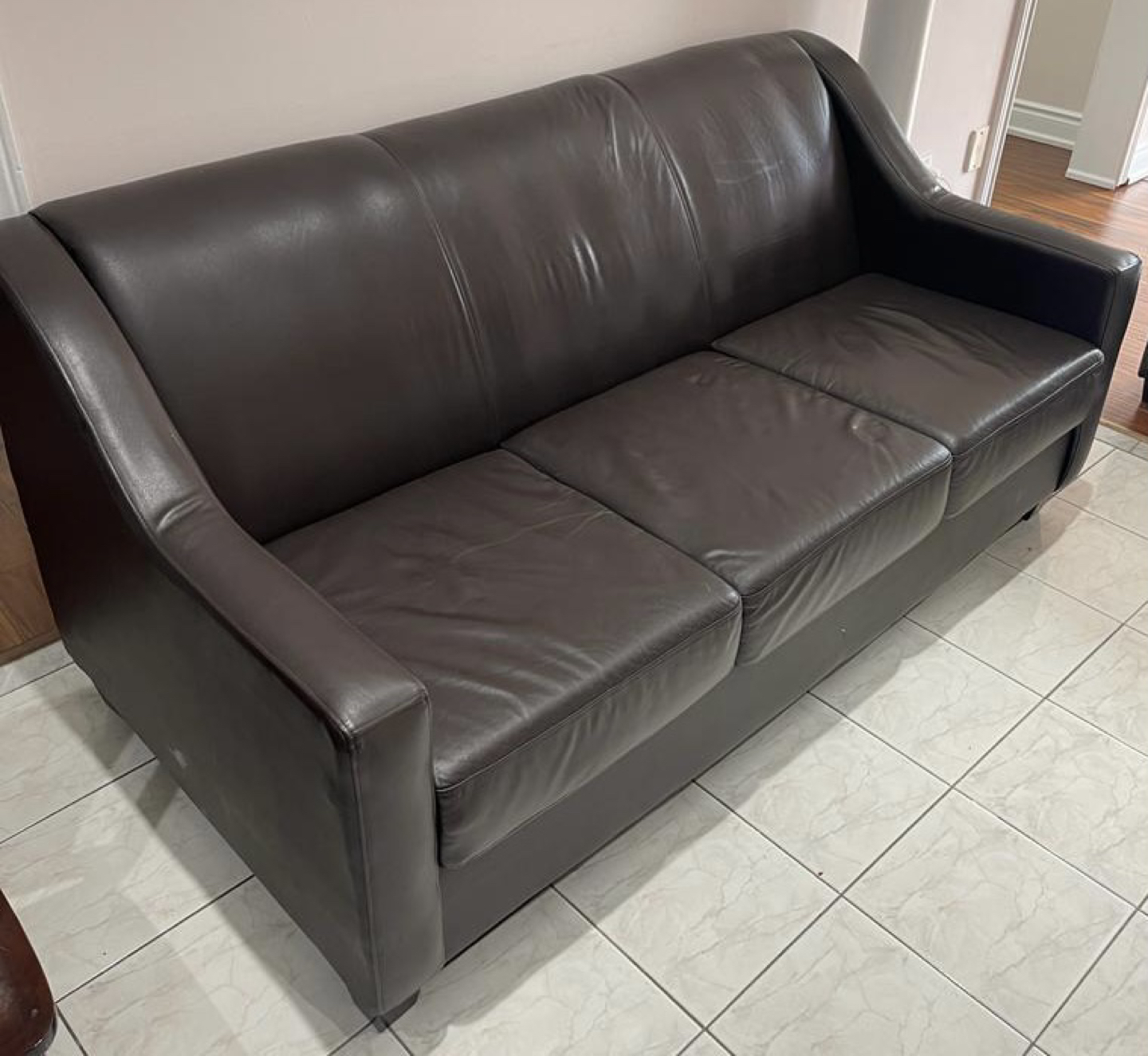 Dark brown leather sofas
