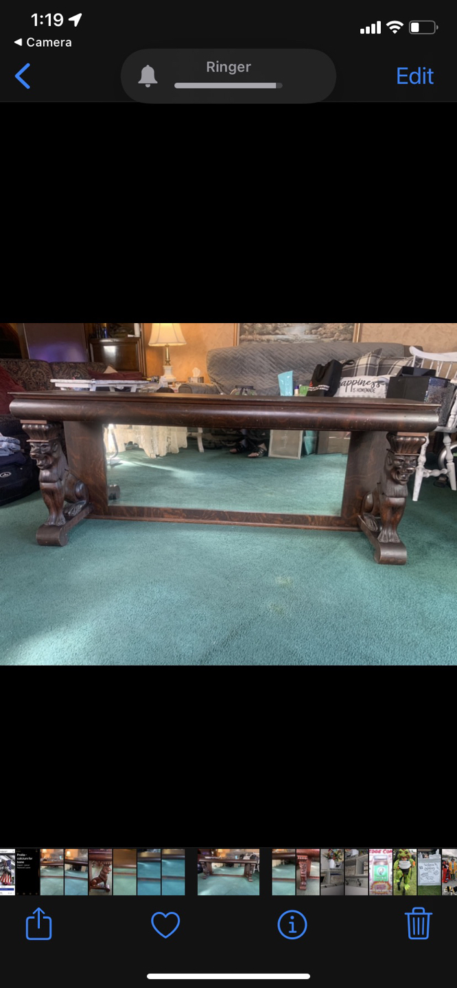 Antique solid oak table with mirror - photo 4
