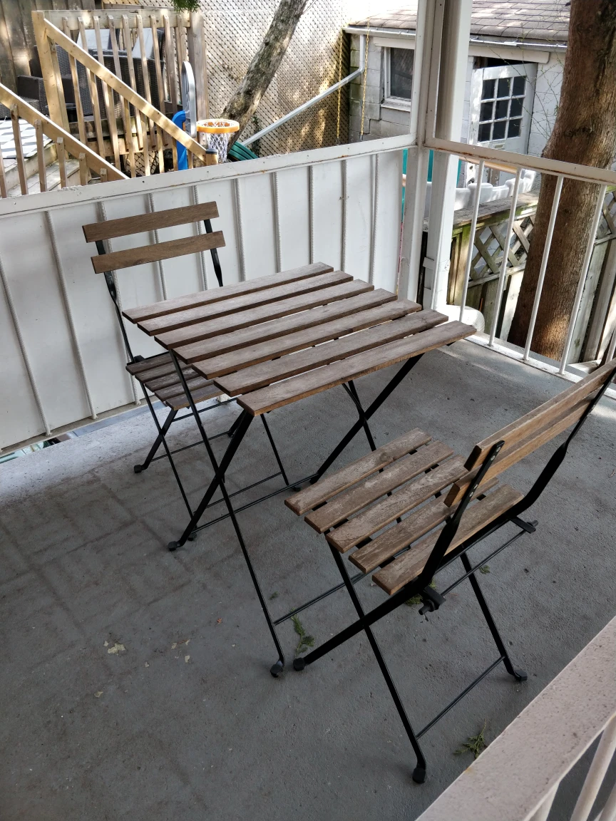 Ikea wooden metal patio set