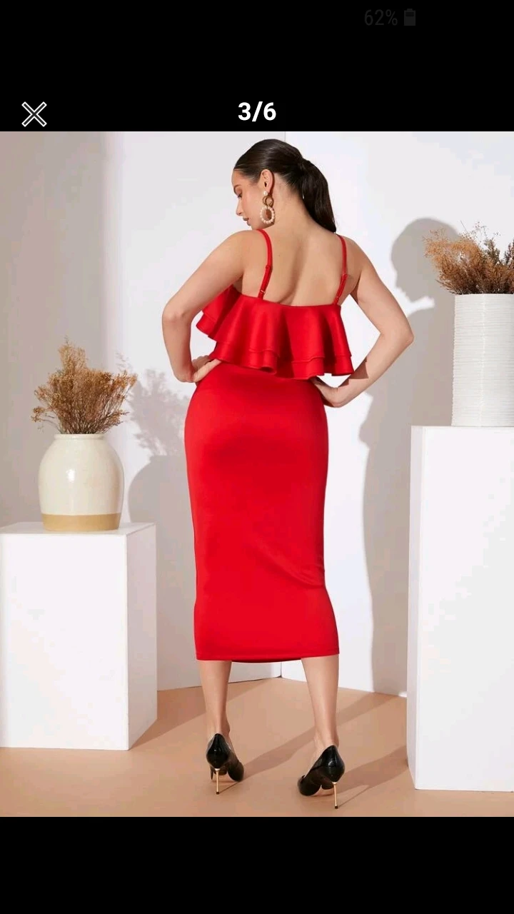 layered cami bodycon red dress medium size - photo 3
