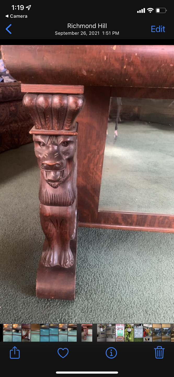 Antique solid oak table with mirror - photo 5